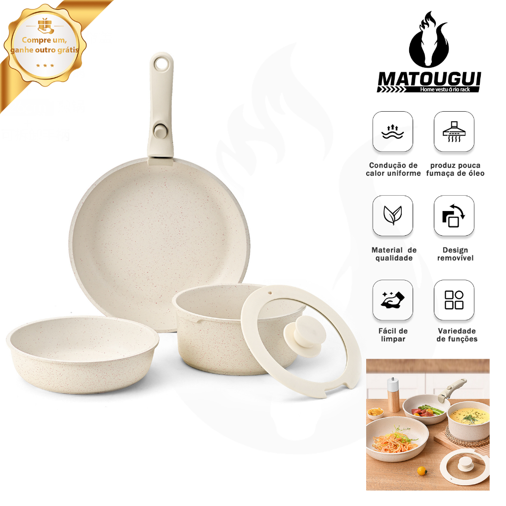 Matougui Jogo de Panelas Gás Conjunto de Panelas Revestido em — Cozinha e Utensílios