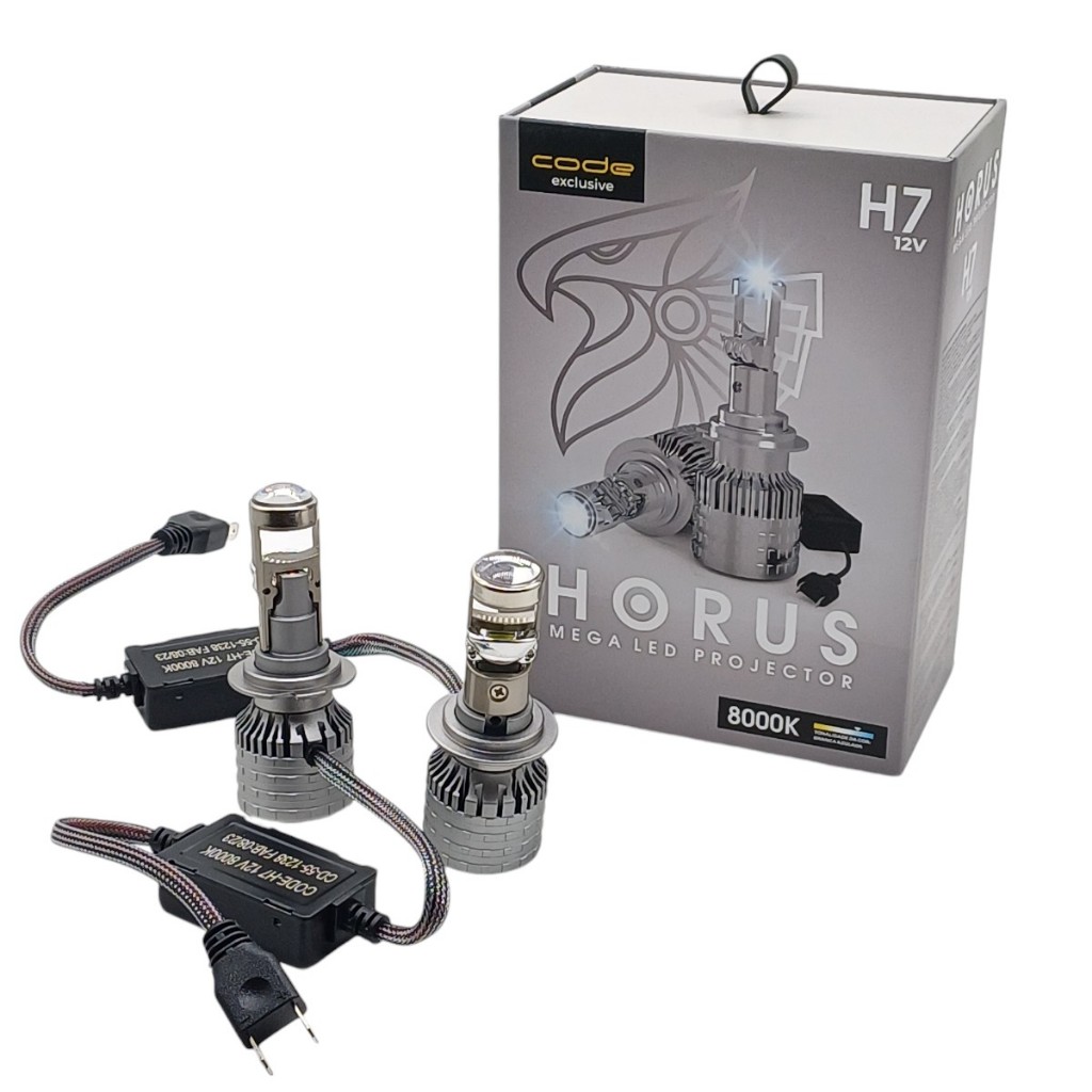 Mega LED Code Projetor Horus 12V 8000K H7 — TV e Vídeo
