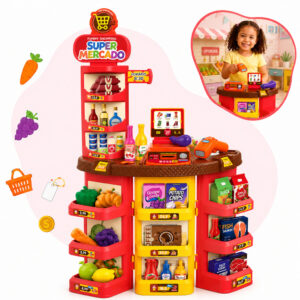 Mercadinho Infantil 62 Peças Mesinha Doces Frutas Verduras Miniatura
