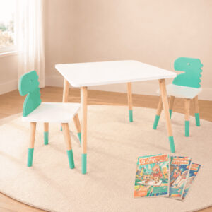 Mesa 2 Cadeiras Infantil Dinossauro Madeira Autonomia Mobiliário