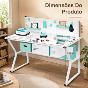 Mesa de Computador Escrivaninha com Painel Pegboard Organizador e