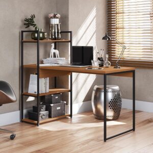 Mesa De Escritório Kappesberg Industrial 3 Prateleiras Canela Preto