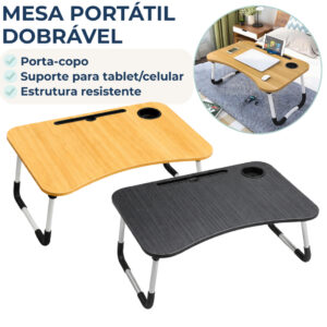 Mesa Dobrável Para Notebook Com Porta Tablet Porta Copos Home Office
