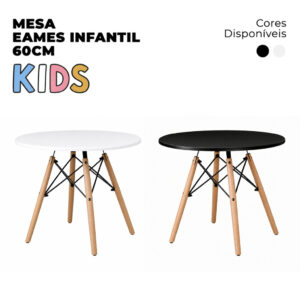 Mesa Infantil Eames 60cm Redonda para Quarto e Brinquedoteca