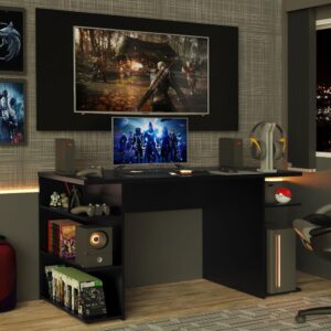 Mesa para Computador Gamer e Painel para TV até 50 Madesa Preto