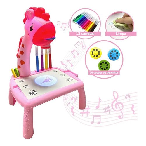 Mesa Projetora Mágica De Desenhar Projetor Pintura Rosa