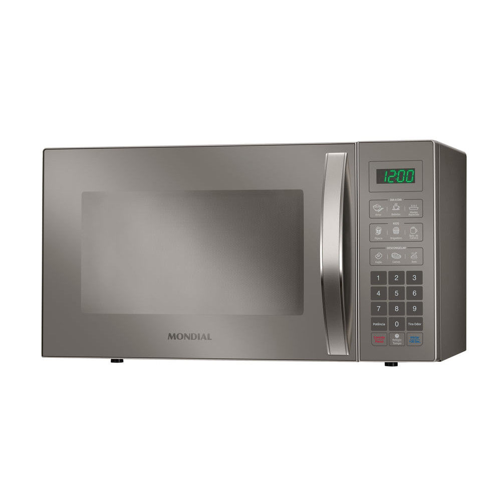 Micro-Ondas Mondial Cinza e Espelhado 1400W — Eletroportáteis