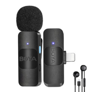 Microfone de Lapela Boya By-v1 p Ios Fone de Ouvido Preto