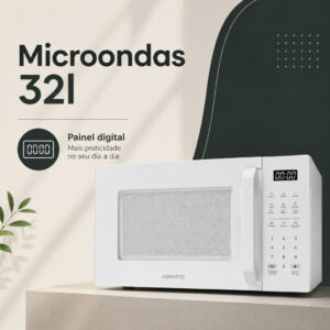 Microondas 32 Litros Agratto Micro-ondas Preto Com Painel Digital