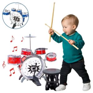 Mini Bateria Infantil Instrumento Brinquedo Infantil com Prato Tambor