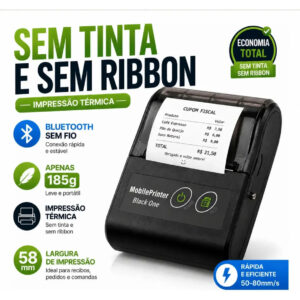 Mini Impressora Térmica Portátil Bluetooth 58mm Sem Tinta para