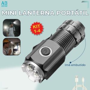 Mini Lanterna Portátil Led Imã embutido alta potência carregador USB