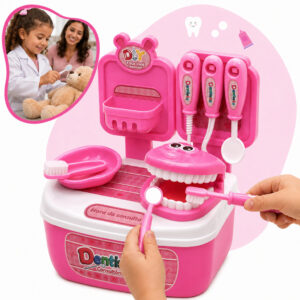 Mini Maleta Dentista Infantil 12 Peças Faz de Conta Kit Odontologia
