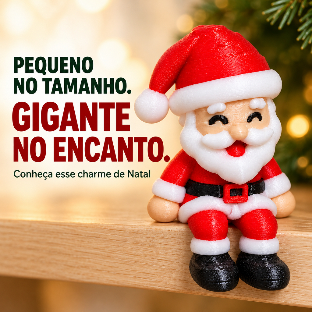 Mini Papai Noel Sentado Decorativo Enfeite de Natal para Monitor Mesa