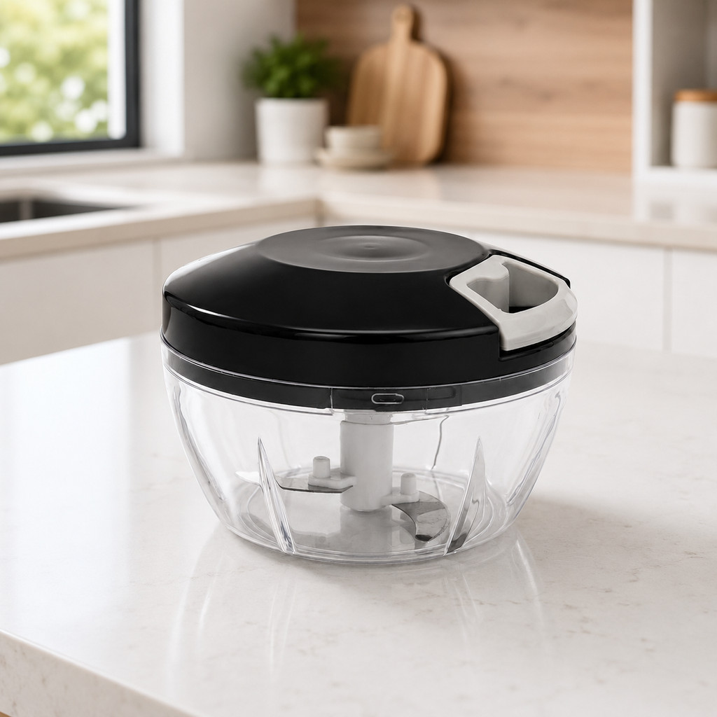 Mini Processador Manual para Alimentos 500ml com 3 Lâminas Triturador