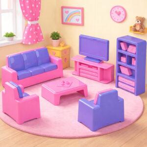 Mini Sala de Estar Infantil Brinquedo Decorativo para Casinha de