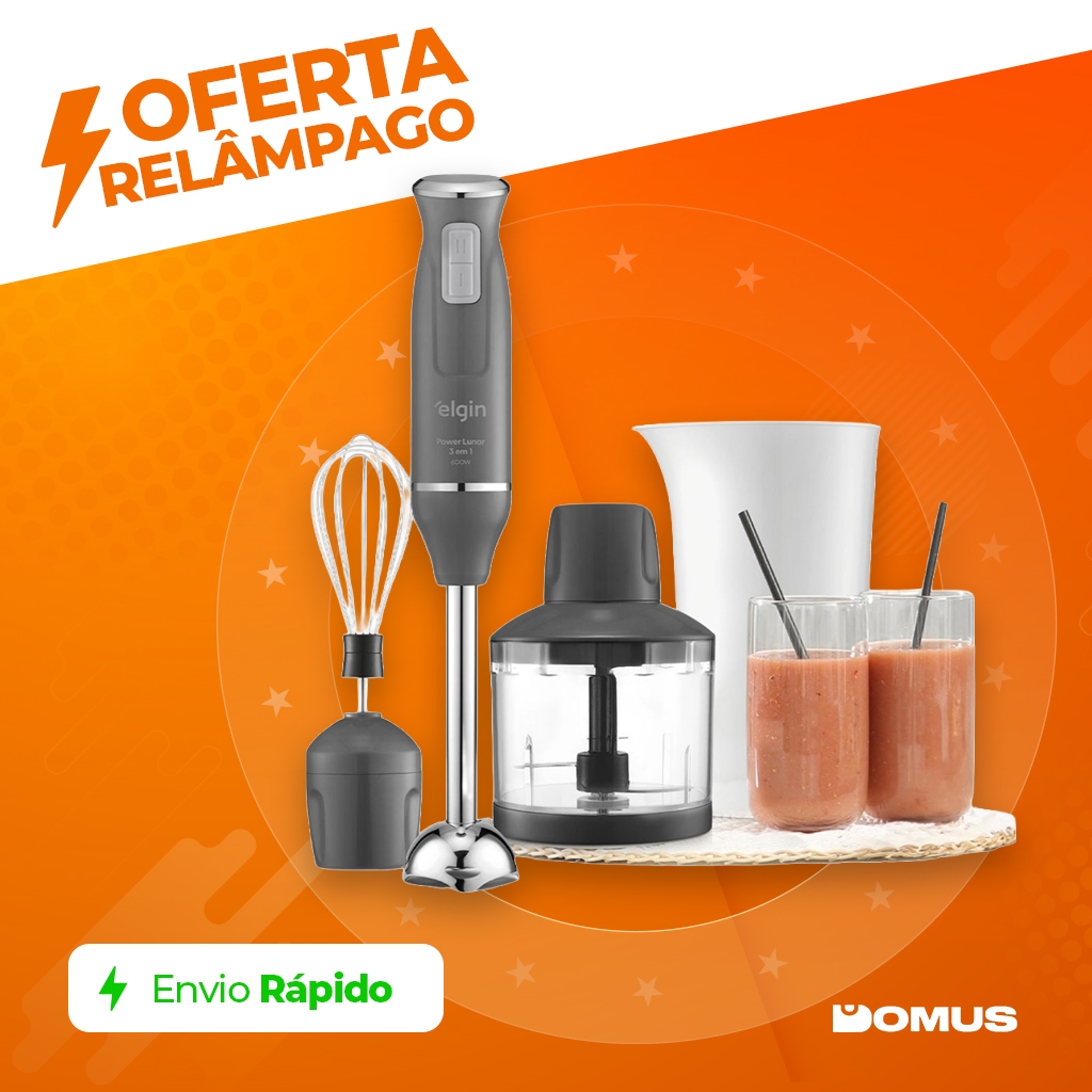 Mixer 3 em 1 Power Inox Lunar Elgin 600W Processador