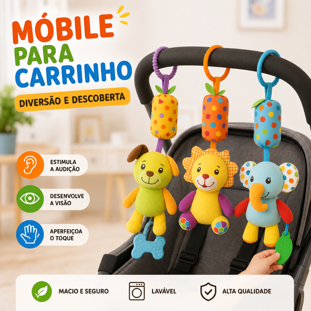 Móbile Centopeia para Carrinho e Berço Bebê Conforto Brinquedo