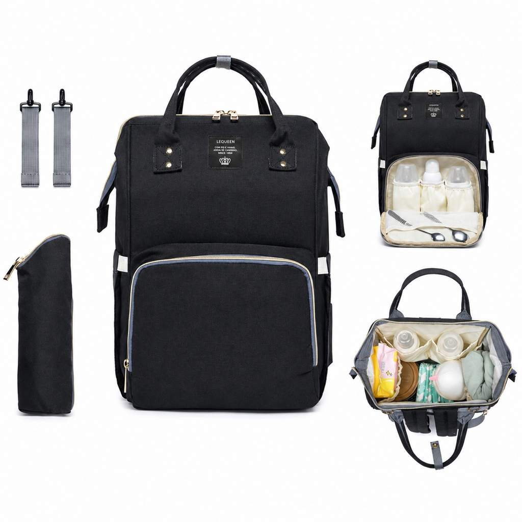 Mochila Bolsa Maternidade Lequeen Original Porta Mamadeira — Bolsas e Mochilas