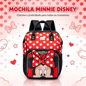 Mochila Bolsa Maternidade Minnie Mouse Porta Mamadeira Menina Menino