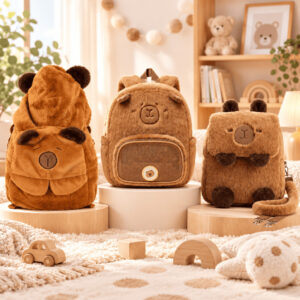 Mochila de Capivara Pelúcia Macia Escolar Passeio Infantil Menina