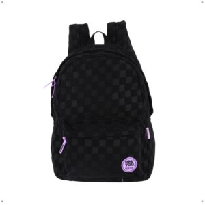 Mochila de Costas Escolar Quadriculada Leve Confortável