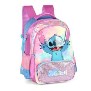 Mochila de Costas G Stitch Pelúcia Glitter Pink Luxcel Brilho e
