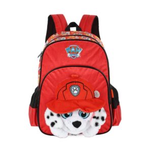 Mochila de Costas Média Infantil Pelucia Patrulha Canina Vermelho