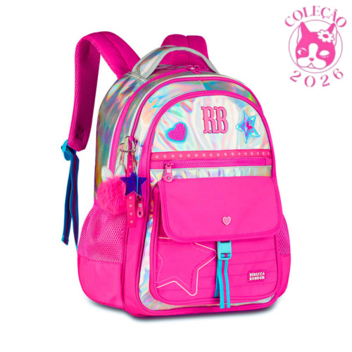 Mochila de Costas Rebecca Bonbon Holo Shine Clio Style Cor:Rosa