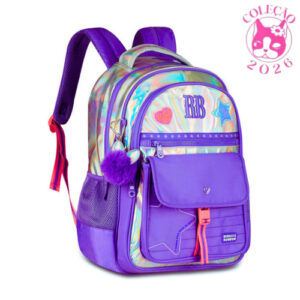 Mochila de Costas Rebecca Bonbon Holo Shine Clio Style Cor:Roxo