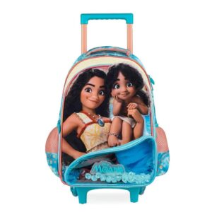 Mochila de Rodinha Infantil Feminina Moana Azul