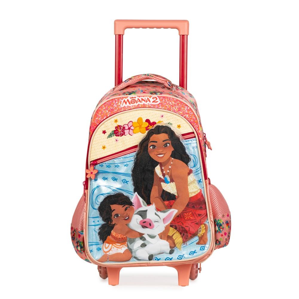 Mochila de Rodinha Infantil Feminina Moana Disney Rosa — Bolsas e Mochilas