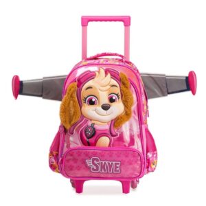 Mochila de Rodinha Infantil Feminina Patrulha Canina Skye Rosa