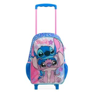 Mochila de Rodinha Infantil Feminina Stitch Azul
