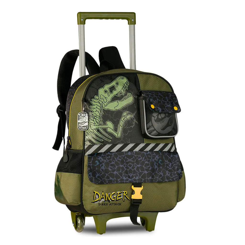 Mochila de Rodinhas Infantil Danger T-Rex Clio Style
