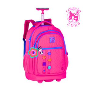 Mochila de Rodinhas Rebecca Bonbon Flower Power Clio Style Cor:Rosa