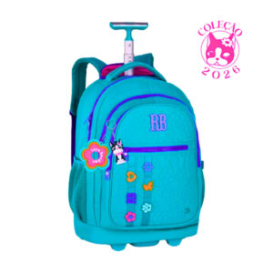 Mochila de Rodinhas Rebecca Bonbon Flower Power Clio Style Cor:Verde