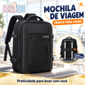 Mochila de Viagem Expansível com USB para Notebook, Grande Capacidade