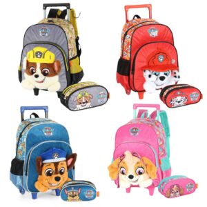 Mochila Escolar 41x30cm16″ Patrulha Canina Aplique Pelúcia 3D Luxcel