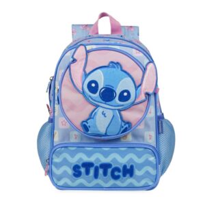 Mochila Escolar Feminina Infantil Stitch Baby Azul Claro