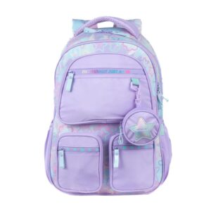 Mochila Escolar Feminina Juvenil Star Candy Lilás