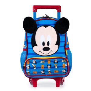 Mochila Escolar Masculina de Rodinhas Mickey Baby Azul