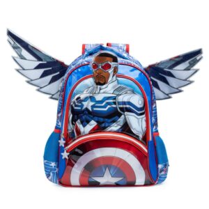 Mochila Escolar Masculina Infantil Capitão América com Asas Removíveis