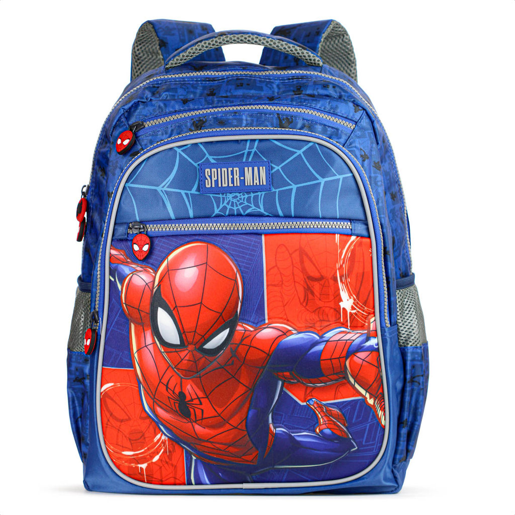 Mochila Escolar Xeryus 17 Spider Man 14952 Azul e Vermelho Infantil