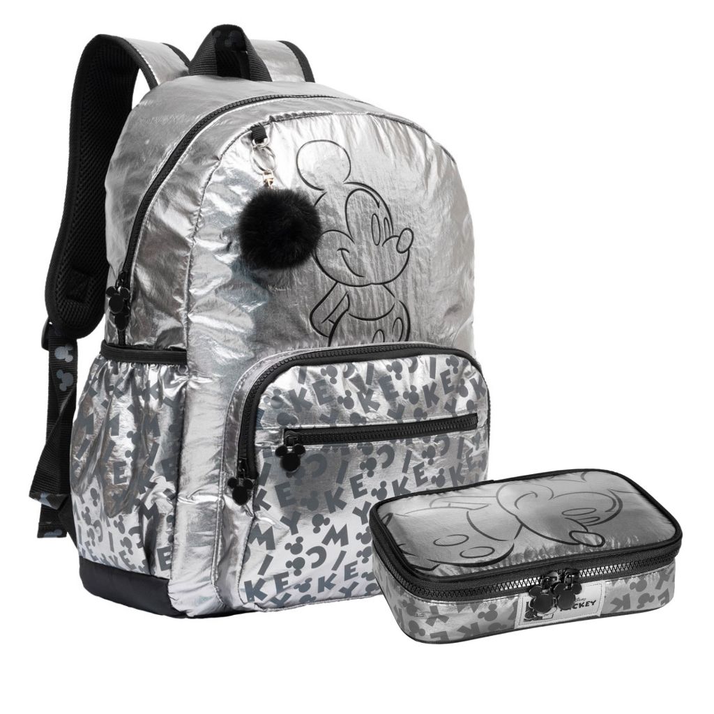 Mochila, Estojo Disney Mickey Mouse Teen Crinkle Nylon Metalizado — Bolsas e Mochilas