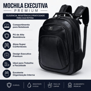 Mochila Executiva Notebook Premium PU Reforçada 25 Litros Resistente — Bolsas e Mochilas
