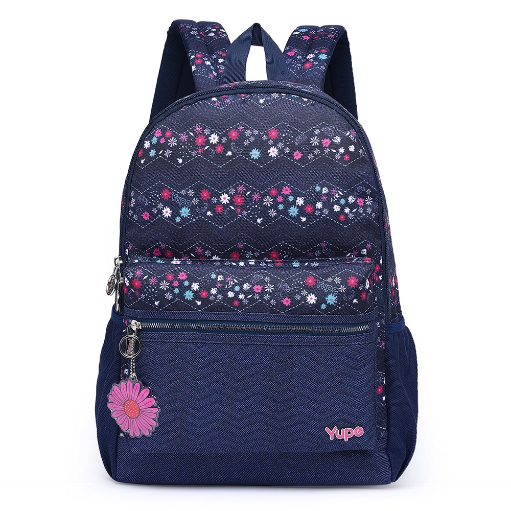 Mochila Feminina Delicada Estampa Florida Notebook Moda Escolar Yupe — Informática