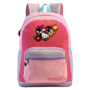 Mochila Feminina Estampa Hello Kitty Corduroy Veludo Cotelê