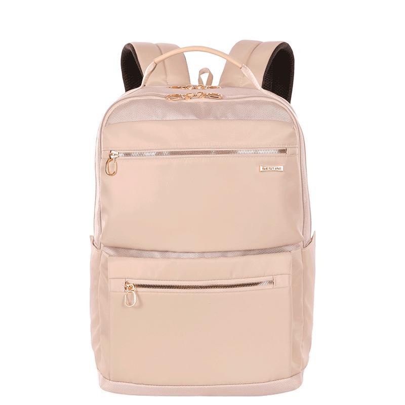 Mochila Grande 2 Compartimentos Notebook 15 Sestini Elegance Bege Nude