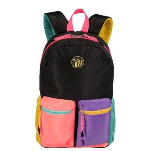 Mochila Grande Capricho Contrast Preto e Rosa